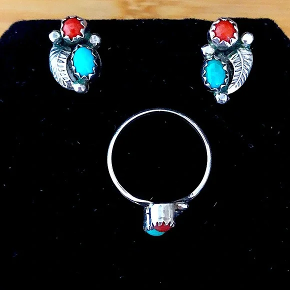 $68  Rare  Baby or Child's Estate 3 Piece Set   Most Likely Navajo  Sterling - Picture 6 of 9